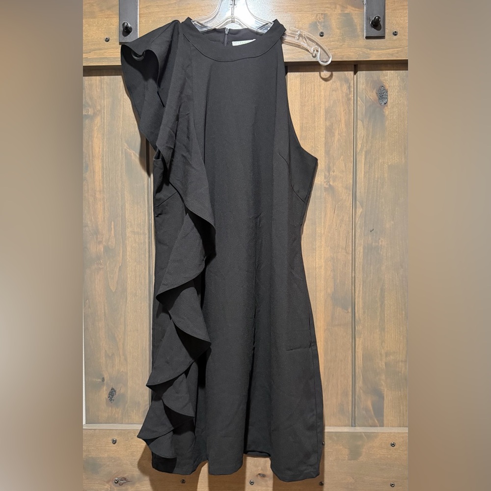 Elegant Asymmetrical Black Ruffle Dress